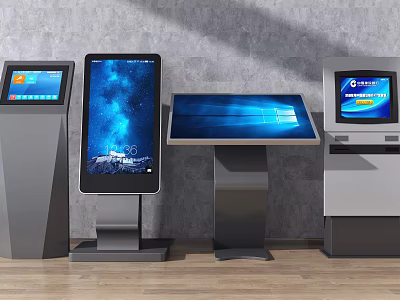 Modern Public Facilities Interactive Touchscreen Kiosks For Information And Self Service 3d model