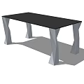 Modern Dining Table With Black Tabletop And Grey Geometric Legs