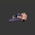 Woman in Pink Top and Purple Leggings Performing Yoga Pose with Strap on Gray Background