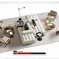 Modern Living Room Sofa Coffee Table Set With Armchairs Floor Lamp And Rug