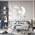 Modern Kids Room Interior Design With Moon Star Decor Bed Desk And Soft Rug