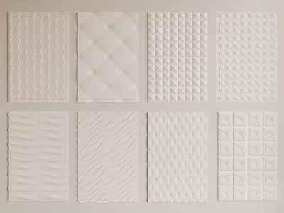 Soft Panels With Various Textured Designs Quilted Wavy Grid And Geometric Patterns For Interior Decoration 3d model