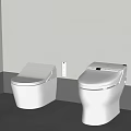 Two White Modern Toilets in Contemporary Bathroom with Sleek Design Elements 3d model
