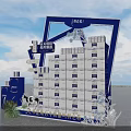 Commercial Equipment For Milk Product Display With Stacked Cartons Cow Model And Blue Frame