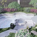 Serene Garden Landscape Design With Winding Paths Water Features And Lush Greenery