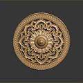 Golden Round Decorative Box With Intricate Carved Patterns For Home Decor