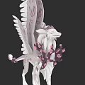 Elegant White Flying Creature With Pink Spotted Wings And Blossom Decorations