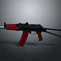 Red and Black Modern Assault Rifle With Detachable Magazine and Tactical Grip