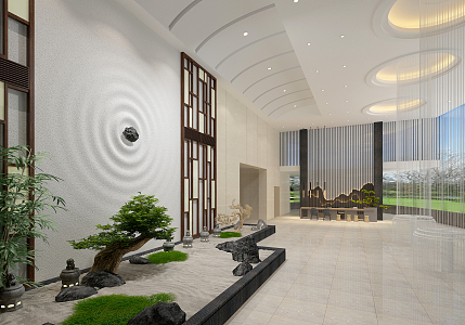 New Chinese Style Hall 3d model