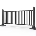 Municipal Road Guardrail Black Metal Design With Vertical Rails And Stable Posts