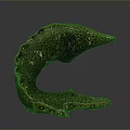Decorative Green C Shaped Animal Sculpture With Spotted Surface And Holes