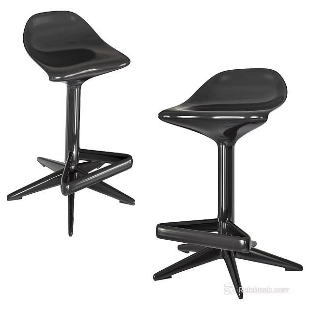 Modern Black Bar Stools With Sleek Design And Comfortable Tall Stable Base 3d model 