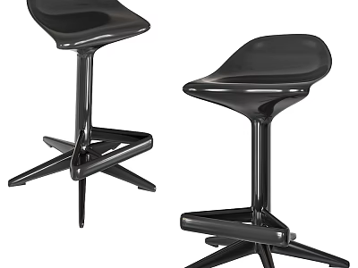 Modern Black Bar Stools With Sleek Design And Comfortable Tall Stable Base 3d model