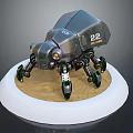Smart Mechanical Machine With Multi Legs And Number 22 On White Base 3d model