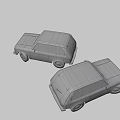 Vintage White SUV Models Displayed From Different Angles On Gray Background