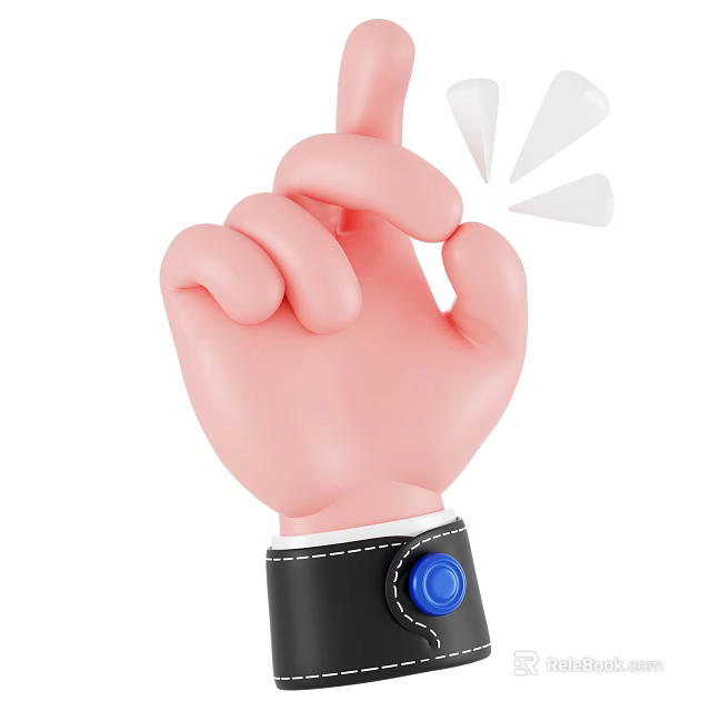 Ornament Decoration Set with Pink Hand OK White Light Effects Black Cuff and Blue Button 3d model 