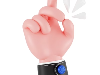 Ornament Decoration Set with Pink Hand OK White Light Effects Black Cuff and Blue Button 3d model
