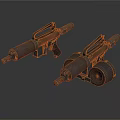 Vintage Double Barrel Shotguns With Metal Barrels And Wooden Grips