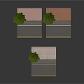 Outdoor Platforms With Railings Three Trees And Gray Ground With Yellow Lines