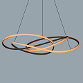Modern Chandelier with Circular Intertwined Rings LED Lighting in Contemporary Grey Interior