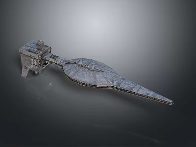 Futuristic SciFi Spaceship Design With Long Pointed Hull And Detailed Structure 3d model