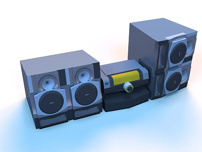 Modern Home Theater Speaker System With Multiple Speakers And AV Receiver 3d model