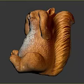 Cute Squirrel Sculpture Carving With Sitting Posture Orange White Fur Details