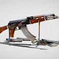 AK 47 Rifle With Magazines And Ammunition 3d model