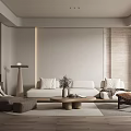 Modern Living Room Interior Design With Beige Sofa Floor Lamp And Round Coffee Table