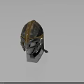 Viking Warrior Helmet With Gold And Silver Decoration And Medieval Style Display Stand