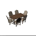 Traditional Solid Wood Dining Table Set With Matching Chairs And Side Table