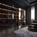Dark Modern Bedroom Interior Design With Chandelier Wardrobe Dressing Table And Upholstered Bed