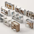Various Modern Bunk Bed Designs With Desk And Storage For Dormitory Use 3d model