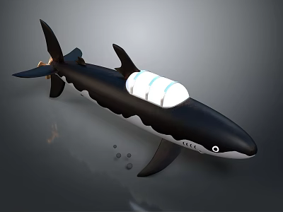 Bionic Shark With Transparent Cabin And Propulsion System For Underwater Exploration 3d model