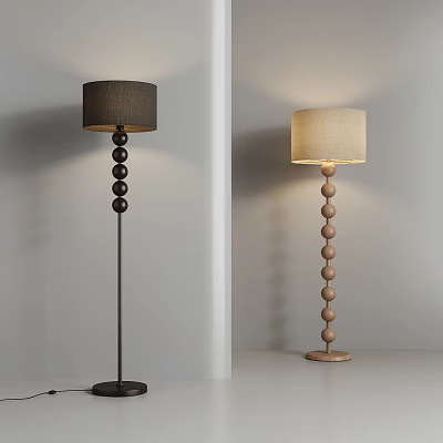 Two Stylish Floor Lamps With Spherical Details And Different Shades 3d model