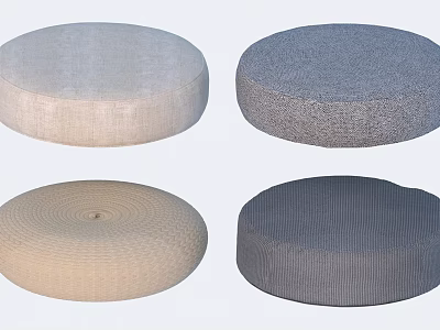 Round Textured Cushions in Neutral Tones for Home Decor and Seating 3d model