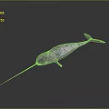 3D Model Of Gray Aquatic Creature With Long Snout Streamlined Body
