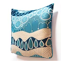 Stylish Blue And White Bed Pillow With Geometric Patterns And Leaf Designs
