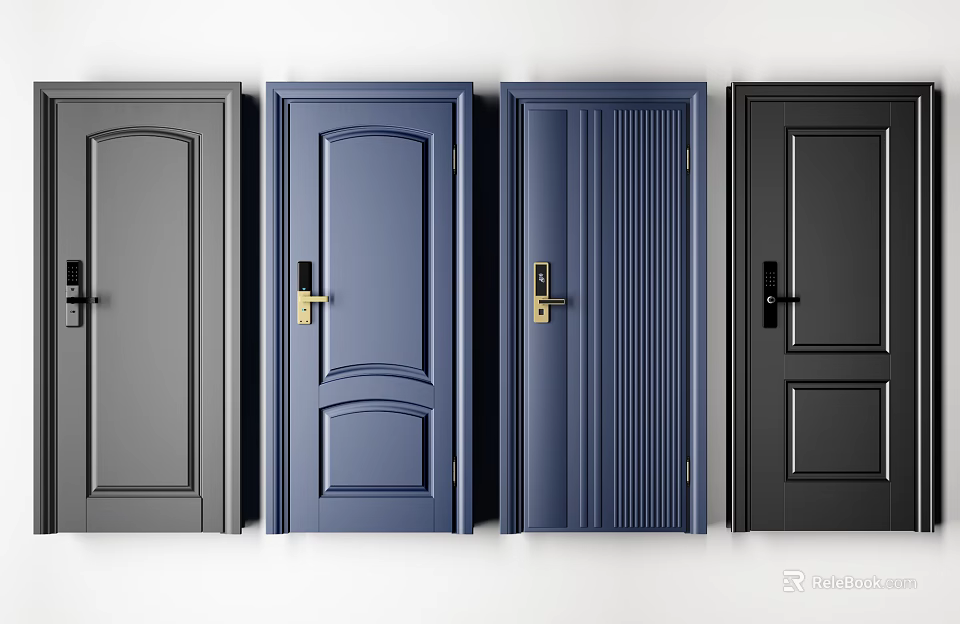 Modern Hinged Doors With Various Designs And Color Options For Home Interior 3d model