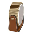 PH Lauren Gold Rimmed Desktop Clock With Brown Dial And Leather Strap