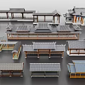 Chinese Style Landscape Corridor Frame Antique Corridor Pavilion Combination Pavilion Wind and Rain Corridor Frame Combination 3d model