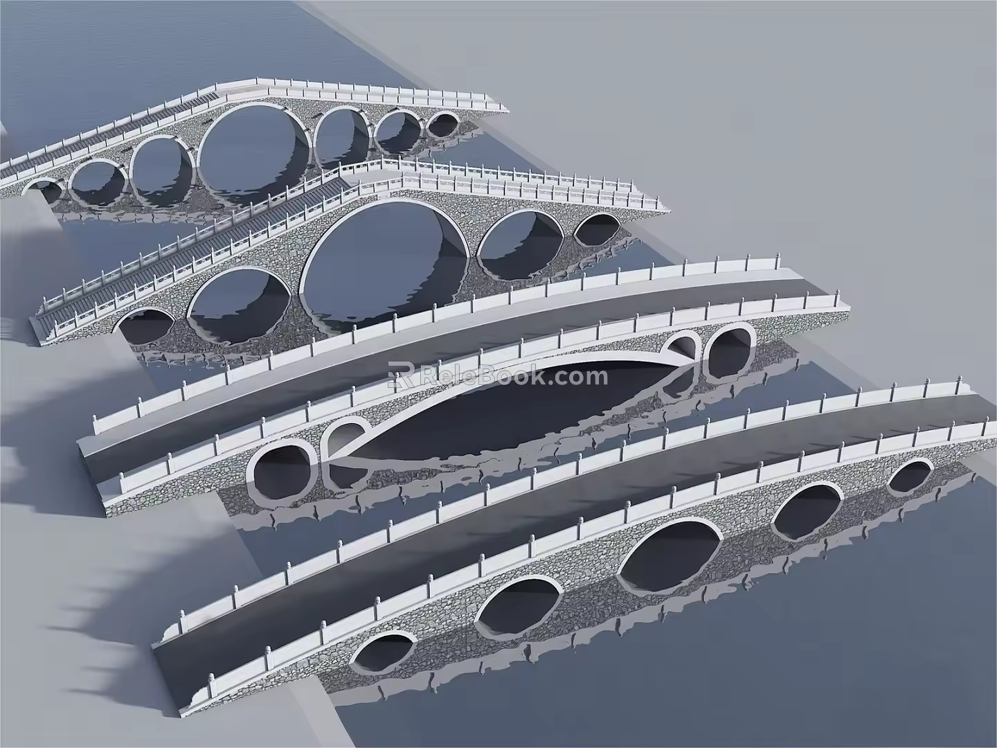 Landscape Arch Bridge Courtyard Bridge Chinese-style Stone Arch Bridge Landscape Stone Bridge Multi-arch Bridge Modern Stone Bridge Stone Arch Bridge River Bridge 3d model