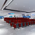 School Modern Auditorium With Red Seats Large Screens Modern Lighting And Marble Floor