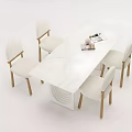 Modern Dining Table Set With White Tabletop Light Wood Legs And Matching Chairs