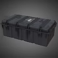 Black Hard Shell Storage Box with Secure Straps and Brand Label Design 3d model