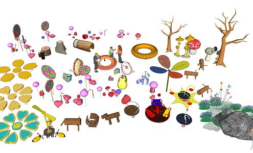 Modern play equipment Children's activity area Landscape sketch Children's activity equipment 3d model