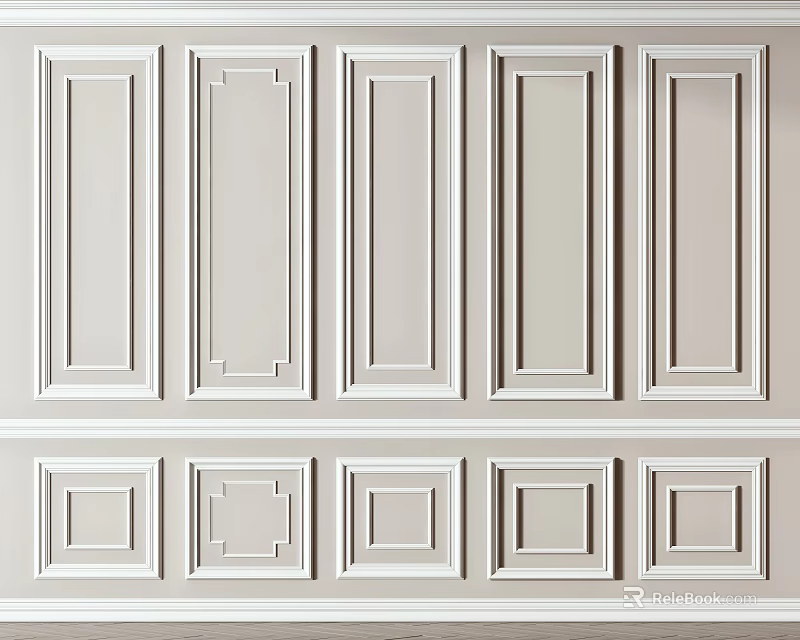 Elegant Gypsum Cornice Wall Decoration Design 3d model 