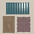 Teal Brown Pink Rectangular Wall Decor with Vertical Ribbed Wavy and Textured Grid Patterns 3d model