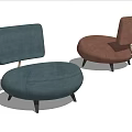 Modern Single Sofa With Round Shape Blue And Pink Metal Legs Design 3d model