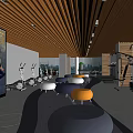 Modern Fitness Gym Interior With Treadmills Equipment Seating Area And Wooden Ceiling